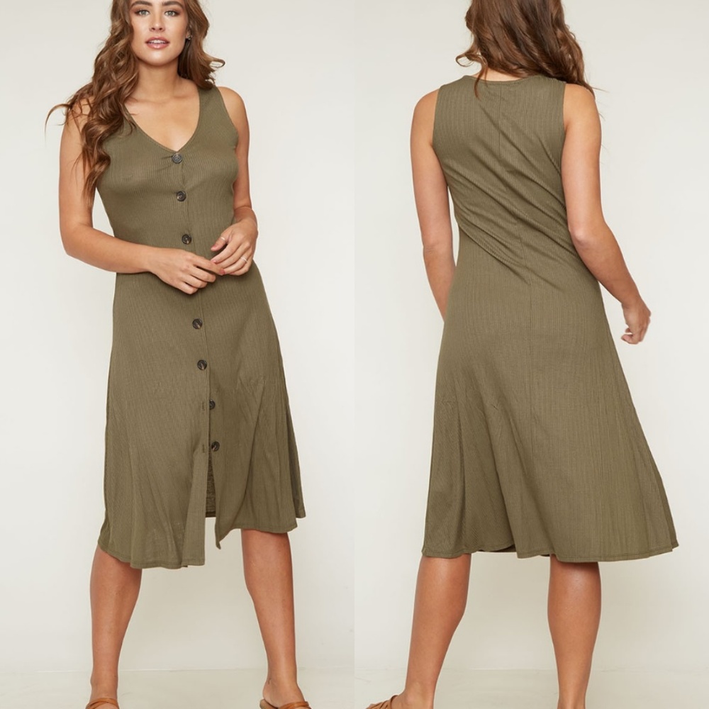 LAST 2 NEW Olive Green Midi Dress